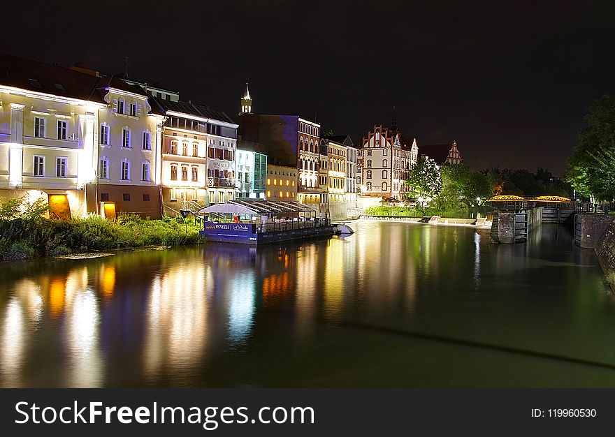 Reflection, Waterway, Night, Water