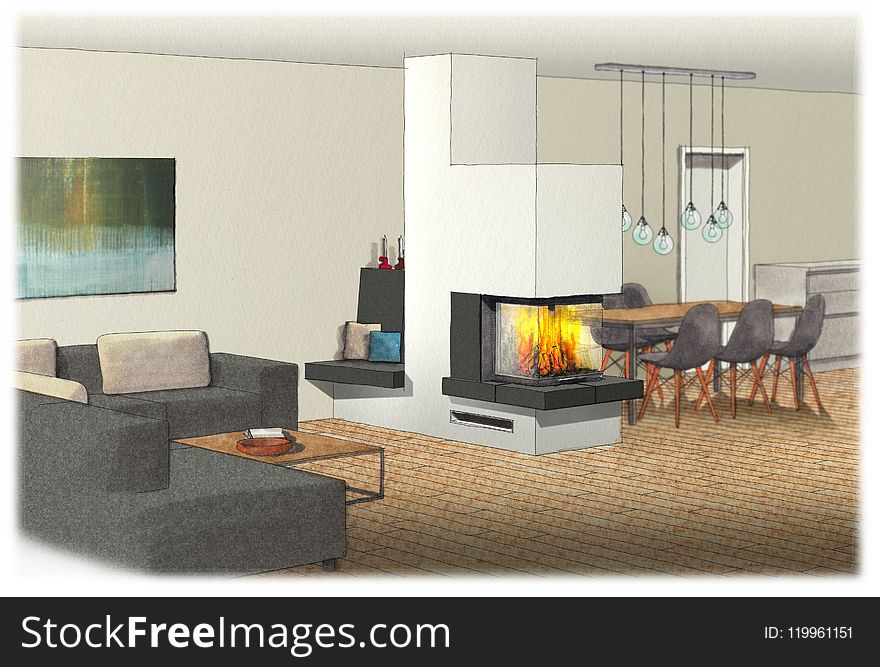 Hearth, Living Room, Furniture, Fireplace