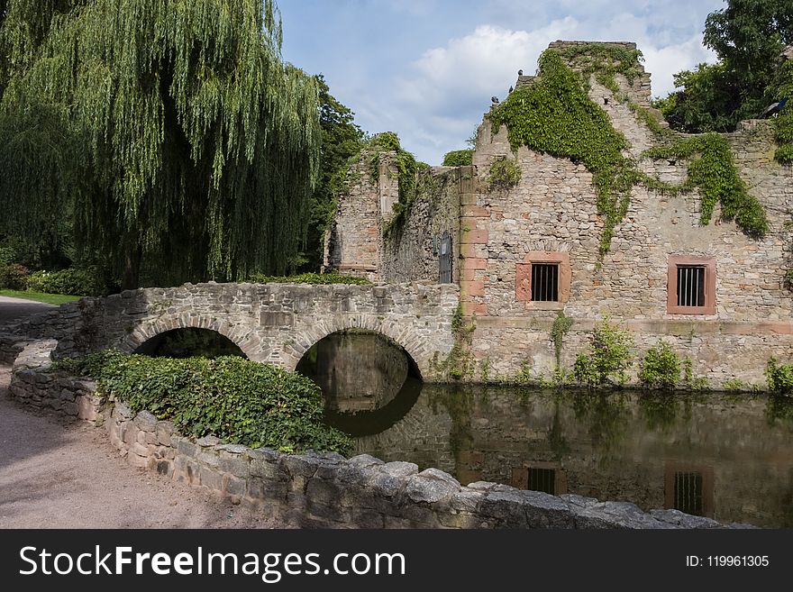 Waterway, Ruins, Moat, Water