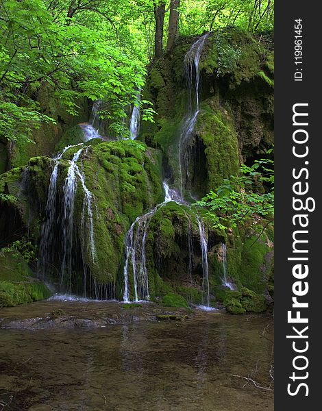 Waterfall, Water, Nature, Green