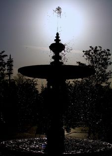 Silhouette Of Waterfountain Stock Photos
