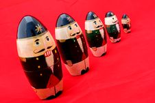 Nested Nutcrackers On Red 2 Royalty Free Stock Photos Nested Nutcrackers On Red 2 Royalty Free Stock Photos