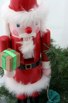 Santa Nutcracker On Pine Stock Photo Santa Nutcracker On Pine Stock Photo