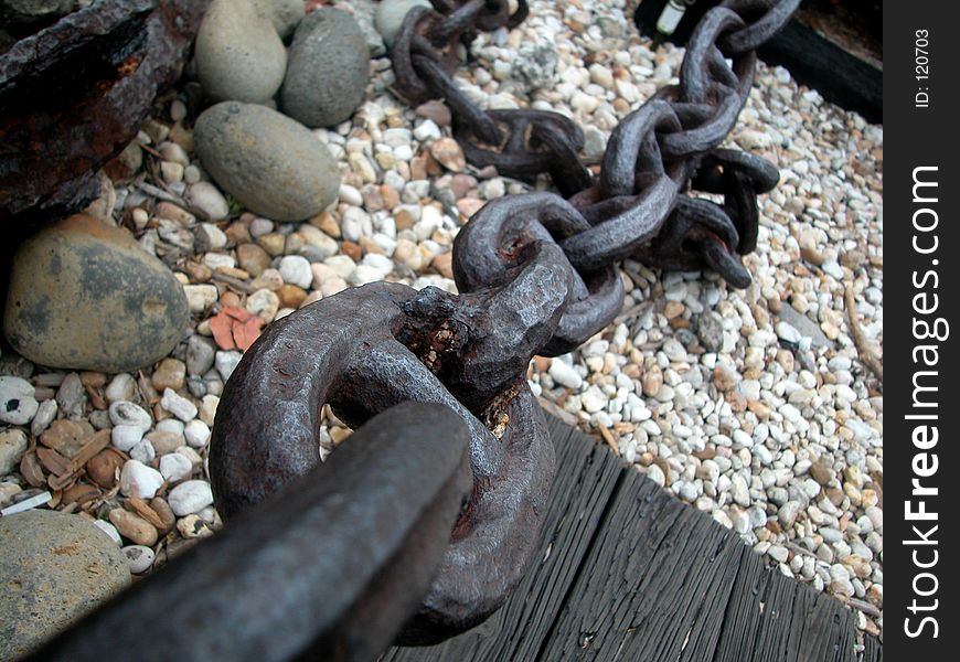 Rusty heavy duty boat anchor chain. Rusty heavy duty boat anchor chain