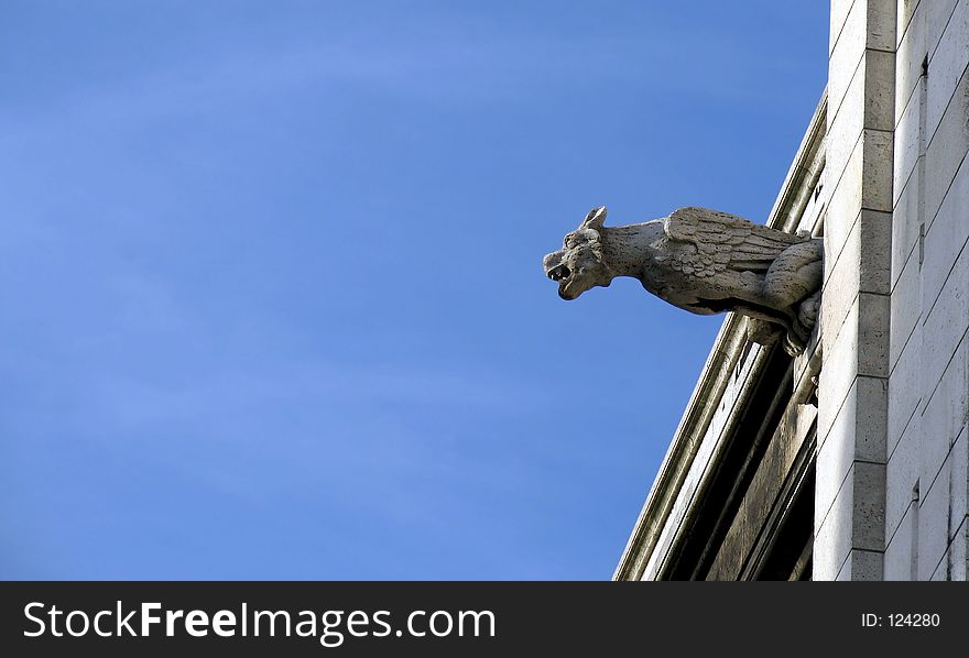 Gargoyle from an old church- view from below. Gargoyle from an old church- view from below