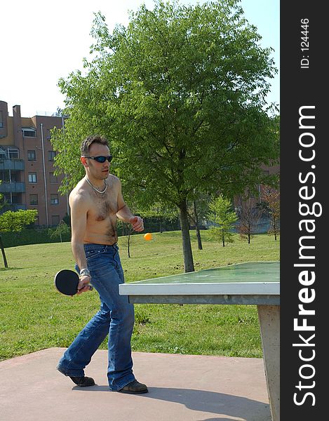 Man playing ping pong