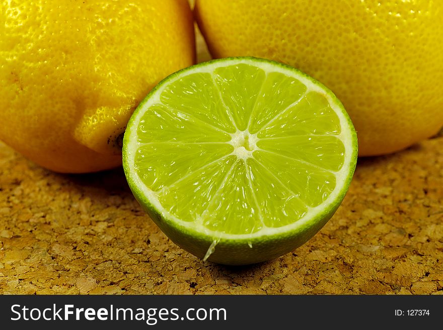 Lemons and a Sliced Lime. Lemons and a Sliced Lime