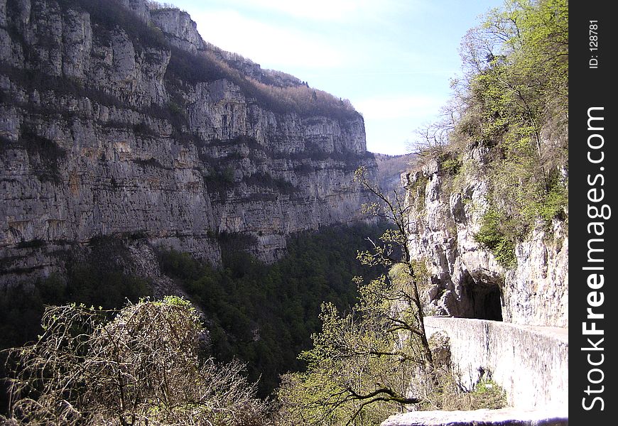 Tunnel into the mountains - Bourne Gorge,Vercors Park, France