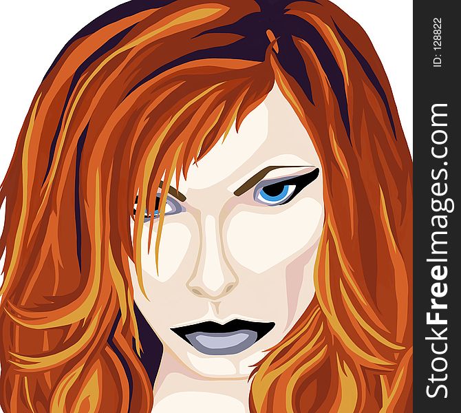 Raster illustration of a red-headed woman. Drawn by hand in Photoshop. This illustration was not rendered from another image. Raster illustration of a red-headed woman. Drawn by hand in Photoshop. This illustration was not rendered from another image
