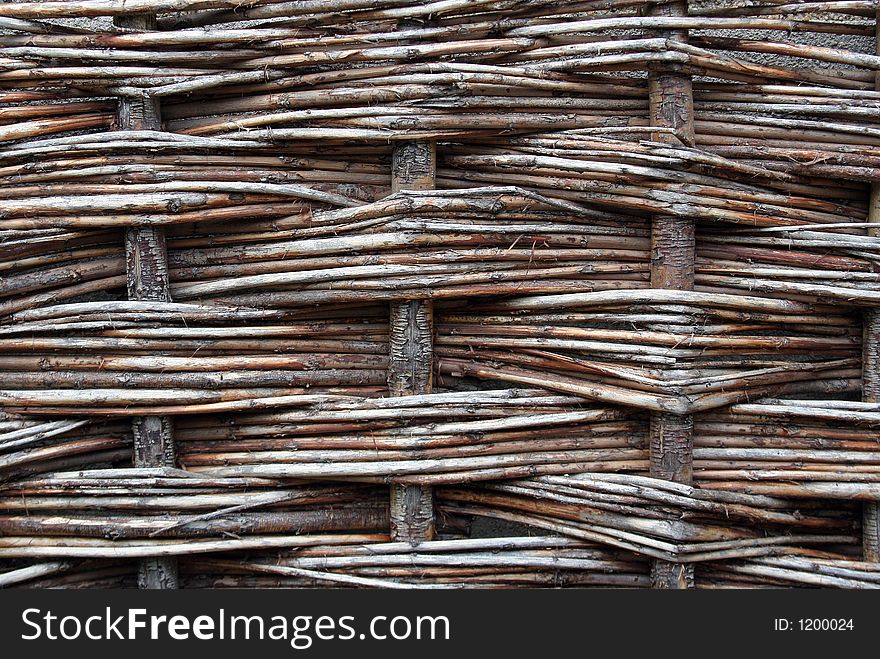 Close up of a basket woven from thin twigs.