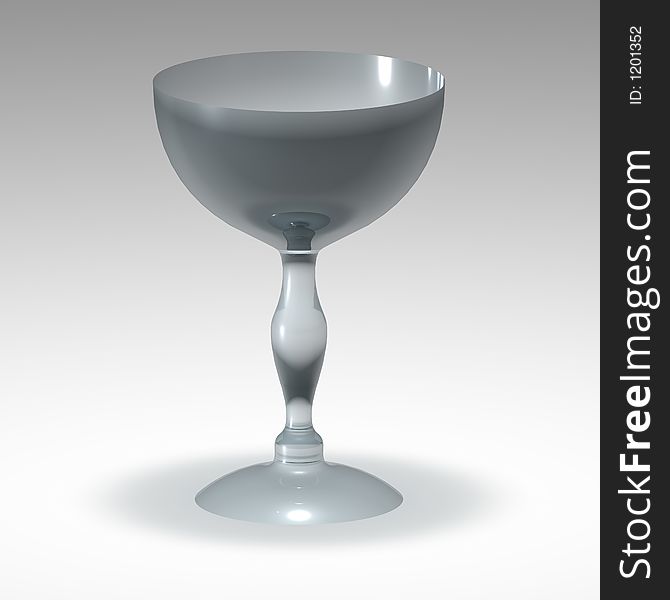 Simple 3d wine glass on a grey background