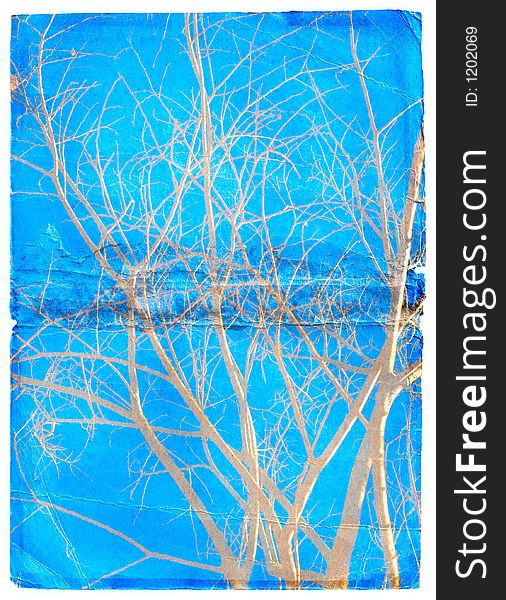 Grunge Blue Background With Trees