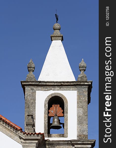 Belfry of the old, white church