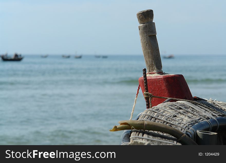 A fisherman's boat on the shore of Da Nang