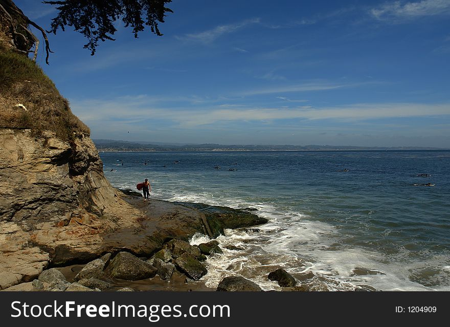 Surfer's beach in santa cruz california