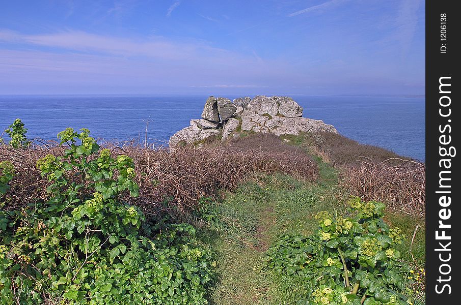 Colour Landscape of the Carrag-Luz rock formation, Mullion, Cornwall, England