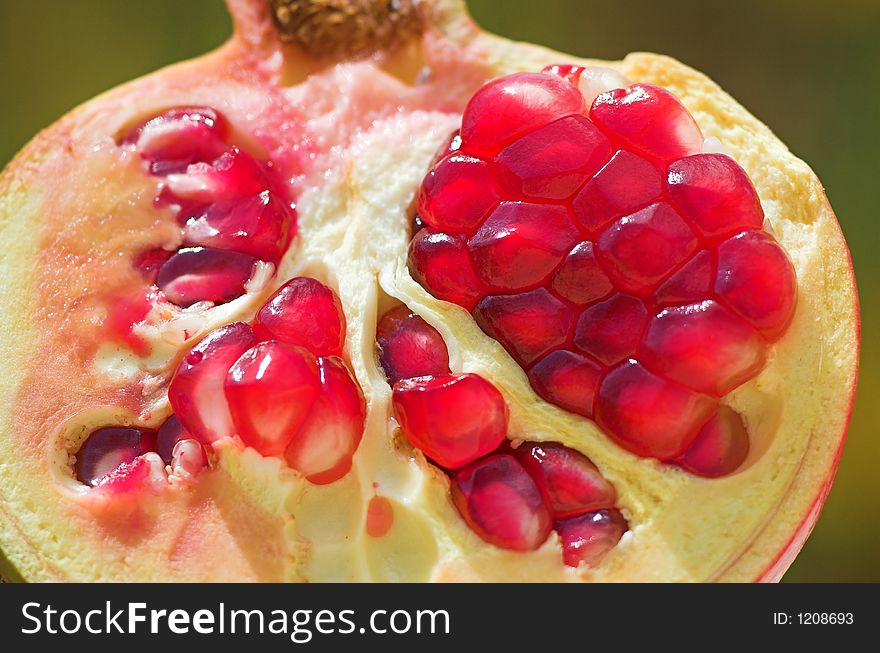 Macro of an open pomegranate