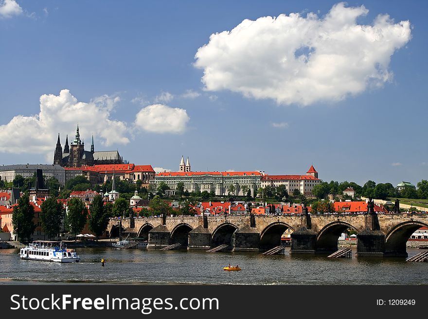 Famous Charles bridge at Prague, Czech