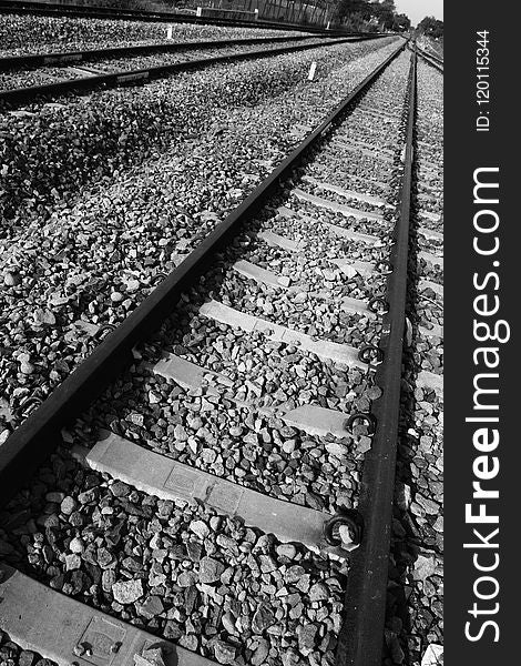 Track, Black And White, Monochrome Photography, Rail Transport