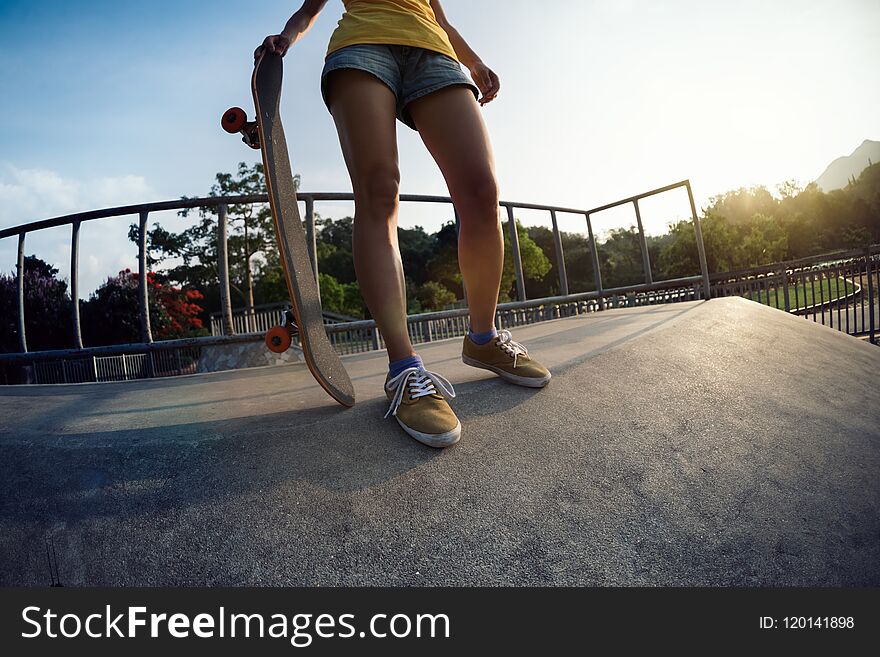 Skateboarding On Skatepark Ramp