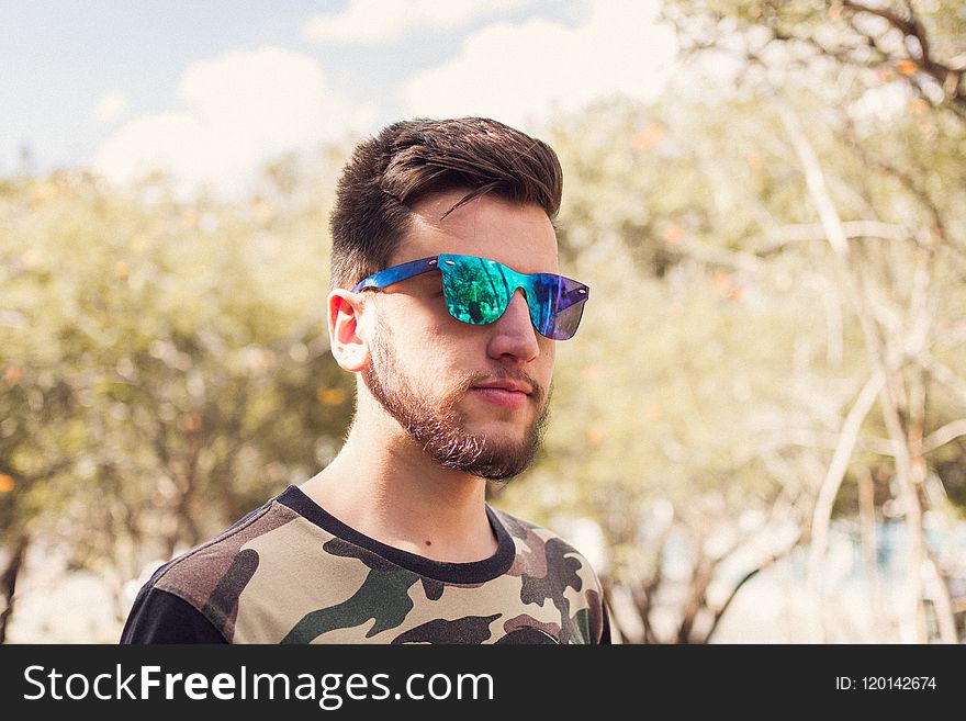 Man Wearing Shield Sunglasses