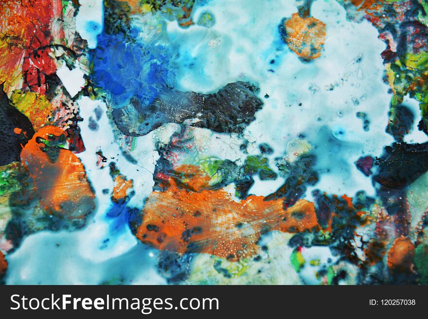 Black yellow blue pink red soft mix colors, painting spots background, watercolor colorful abstract background