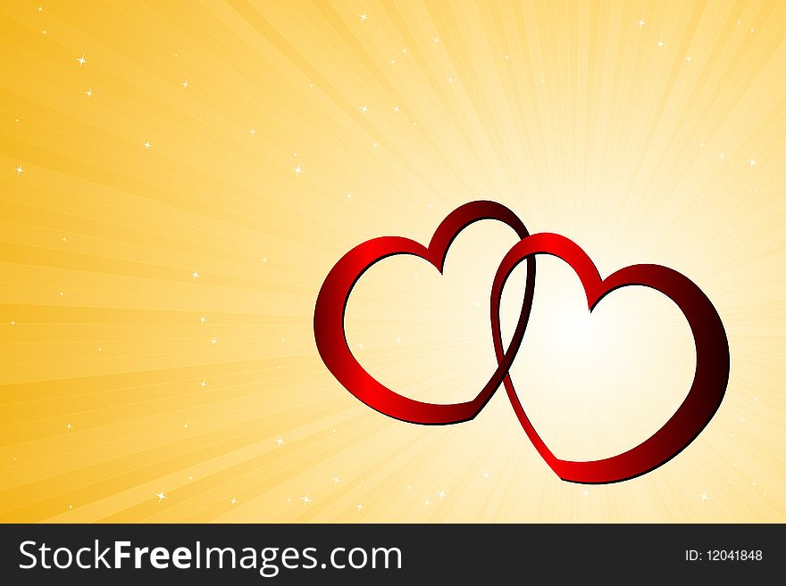Vector illustration of Two Hearts