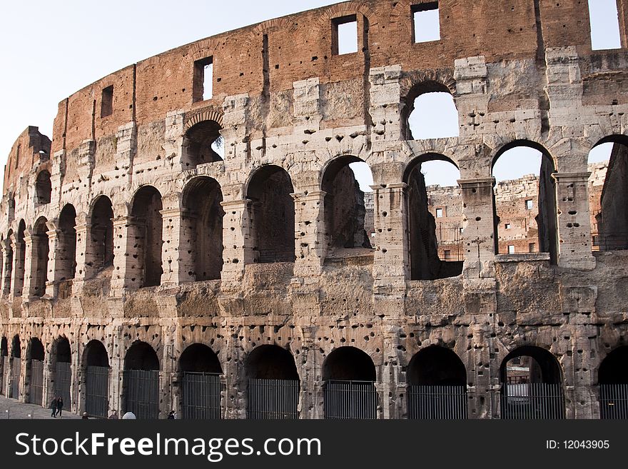 View on the Colosseum in Rome, Italy. View on the Colosseum in Rome, Italy