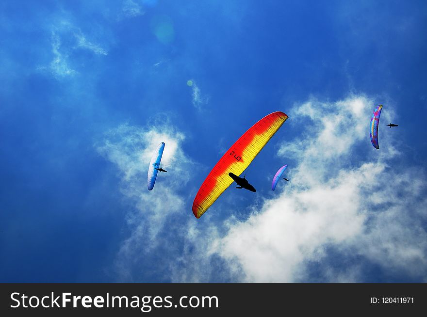 Sky, Air Sports, Paragliding, Parachuting