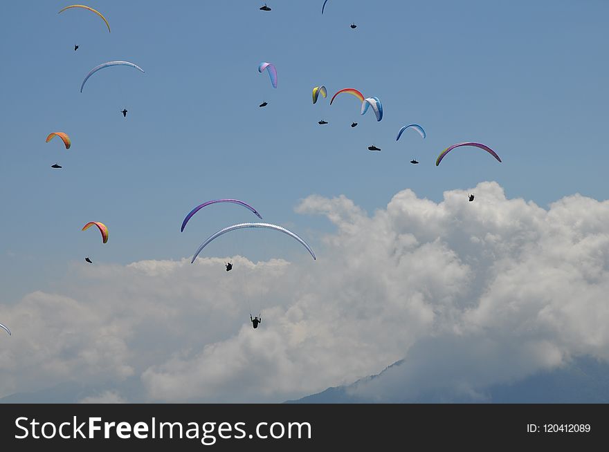 Paragliding, Air Sports, Sky, Parachute
