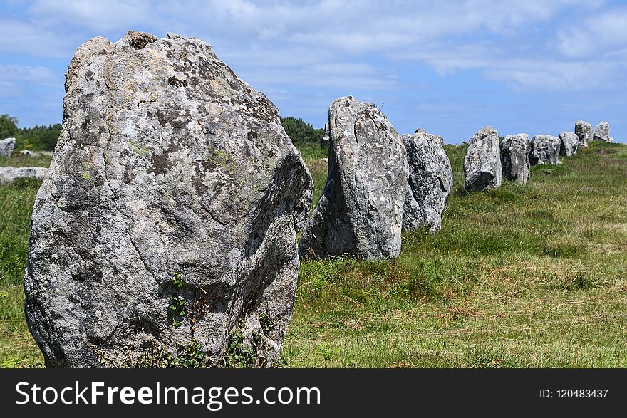 Rock, Bedrock, Grass, Megalith