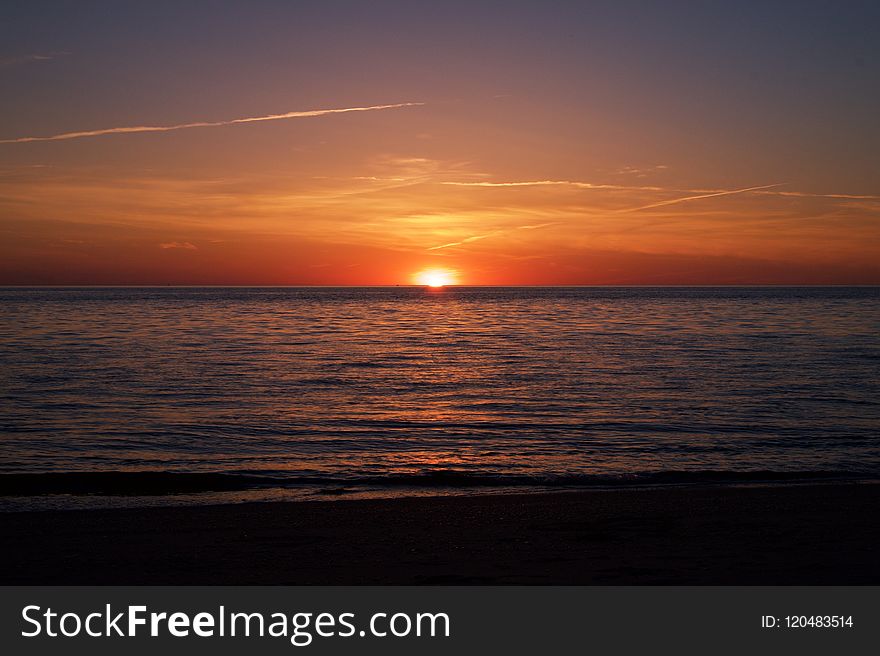 Horizon, Sunset, Sea, Sky