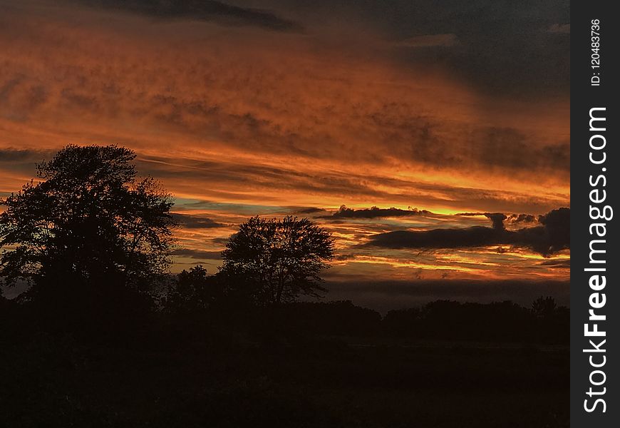 Sky, Red Sky At Morning, Horizon, Sunset