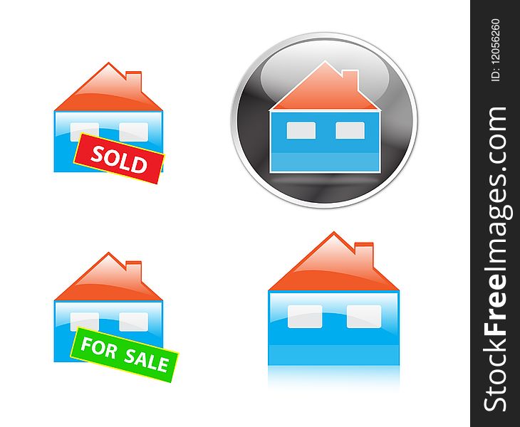 Set of real estate house icons isolated over white background. Set of real estate house icons isolated over white background