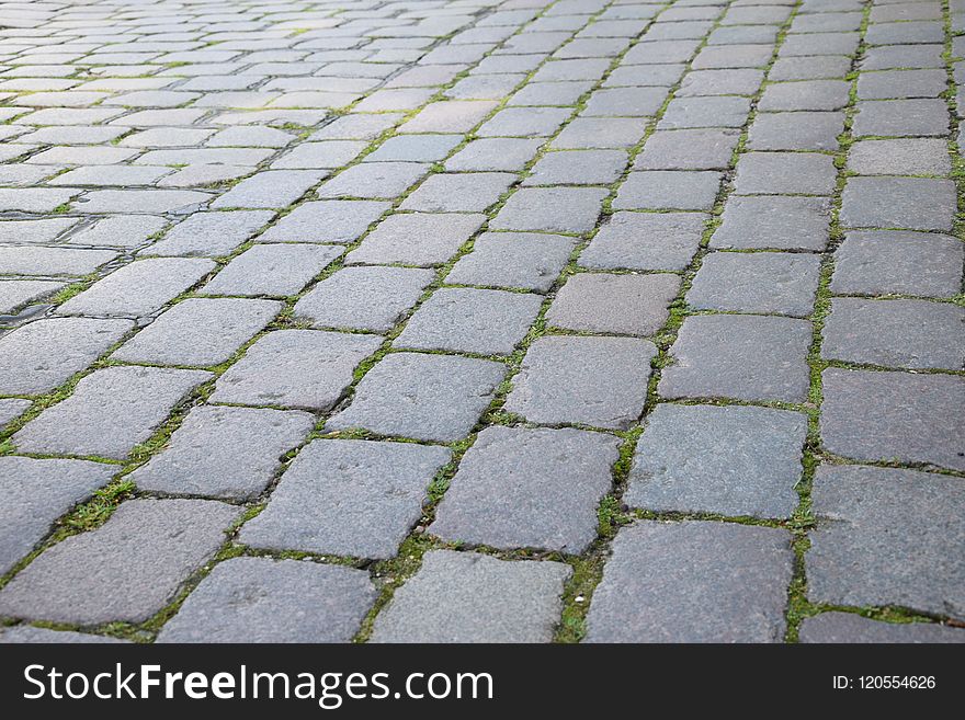 Cobblestone, Grass, Road Surface, Walkway