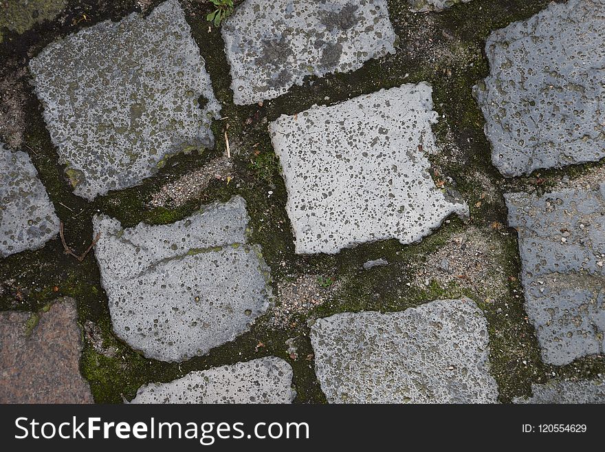 Cobblestone, Wall, Road Surface, Grass