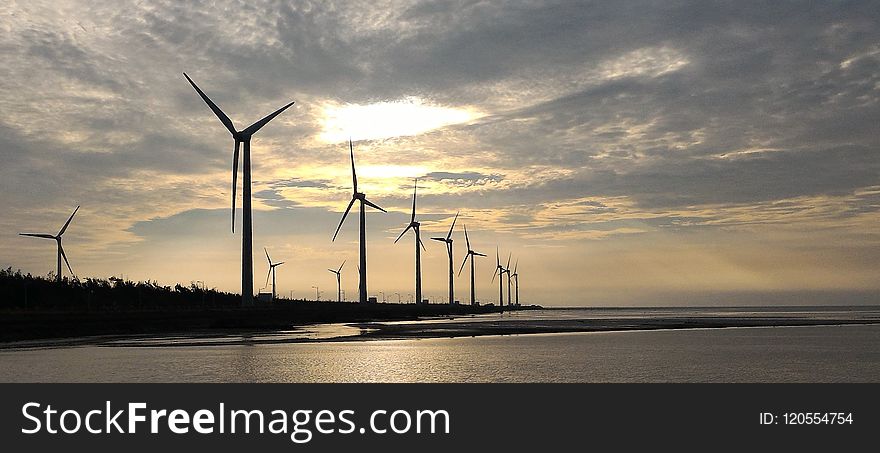 Wind Farm, Sky, Wind Turbine, Windmill