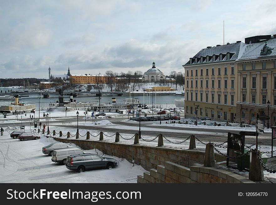 Snow, City, Town, Winter