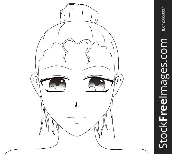 Line Art, Face, Hair, White