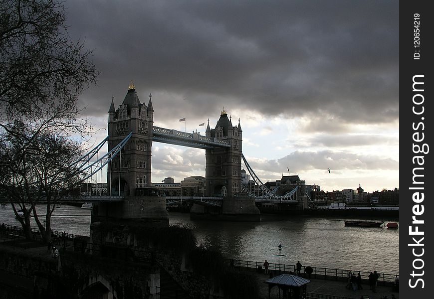 Sky, Bridge, Cloud, River