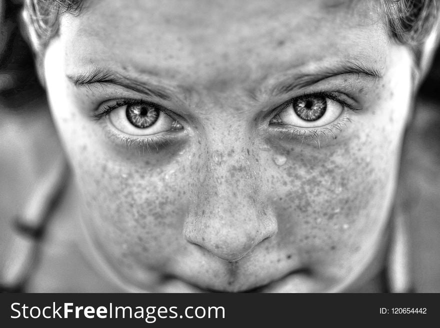 Face, Eye, Person, Black And White