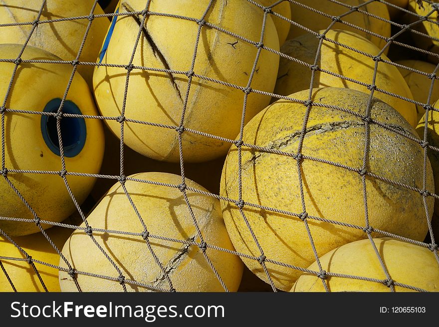 Yellow, Football, Net, Strings