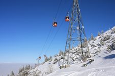 Cable Car Ski Lift Over Mountains. Bulgaria Stock Image Cable Car Ski Lift Over Mountains. Bulgaria Stock Image