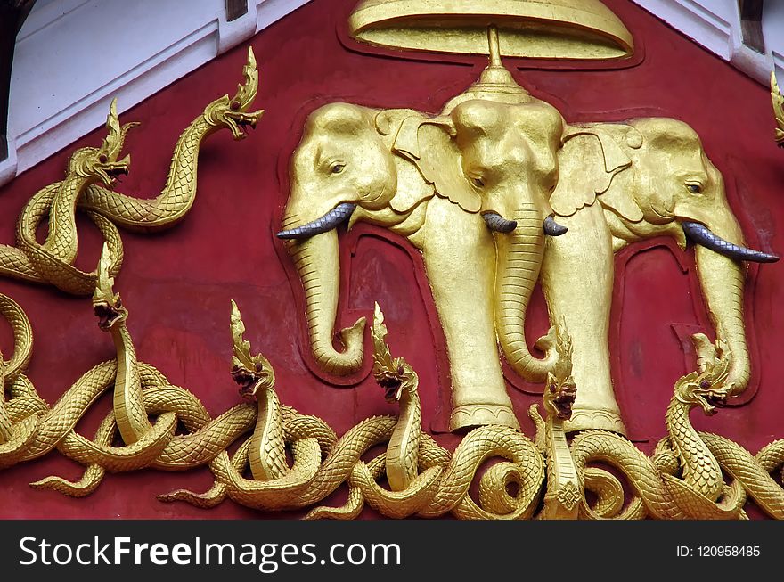 Indian Elephant, Elephants And Mammoths, Temple, Statue
