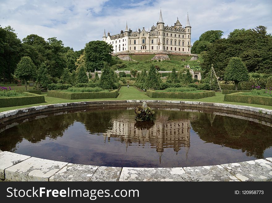 Reflection, Stately Home, Water, Garden