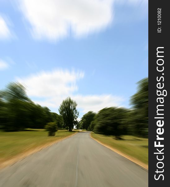 Driving down country lane in North Yorkshire