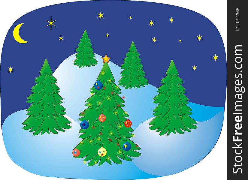 Illustration forest background xmas decoration