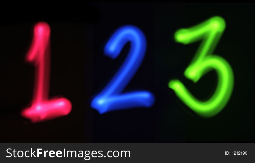 123 written with light on long exposure