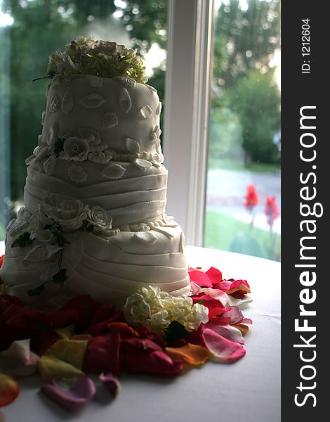 Wedding cake on table