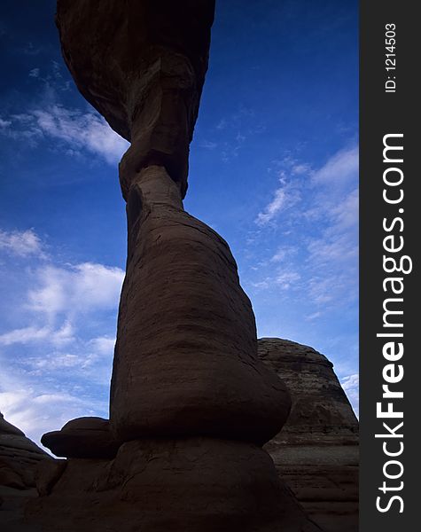 Silhouette of Delicate Arch from a Special Lower View (under the Arch). Silhouette of Delicate Arch from a Special Lower View (under the Arch)